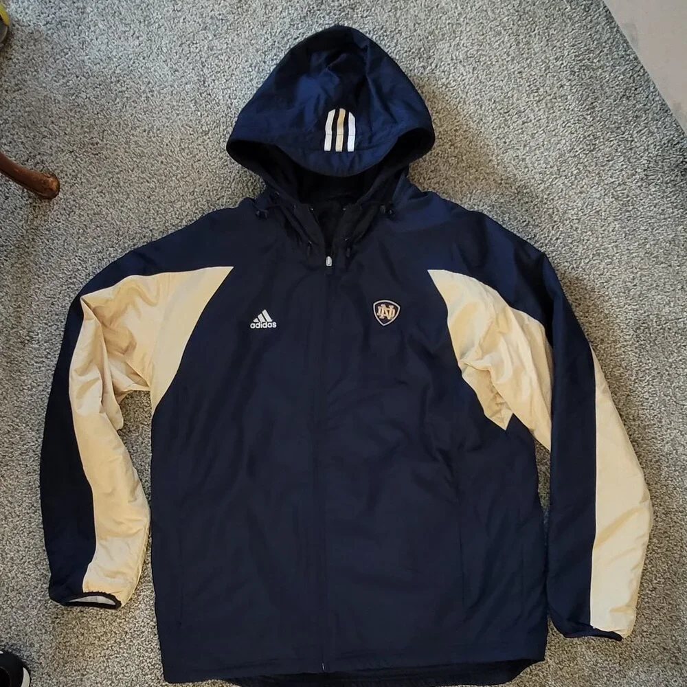 Men's Adidas Notre Dame Hooded Jacket Large